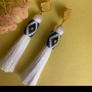 White Tassel Earrings